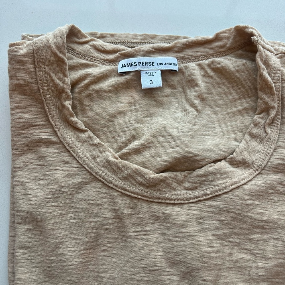 James Perse Beige Crew Neck Tee